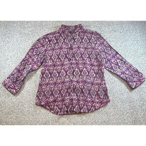 RALPH LAUREN Purple Cotton/Silk Long sleeve button down Blouse Large L